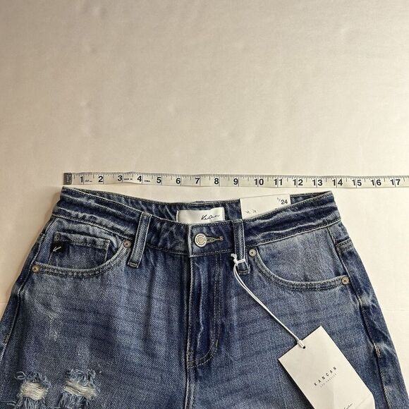 KanCan Jeans Size 24 Boyfriend High Rise Distressed Stretch Denim Roll Cuff NEW - Picture 7 of 9